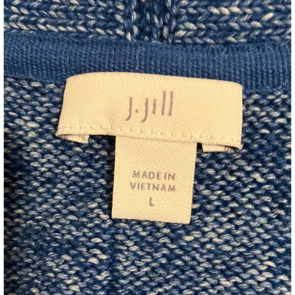Super-soft J. Jill chunky blue Donegal tweed cardigan, L - Picture 4 of 5